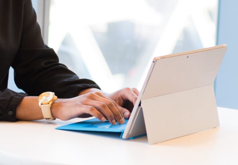 Typing on tablet