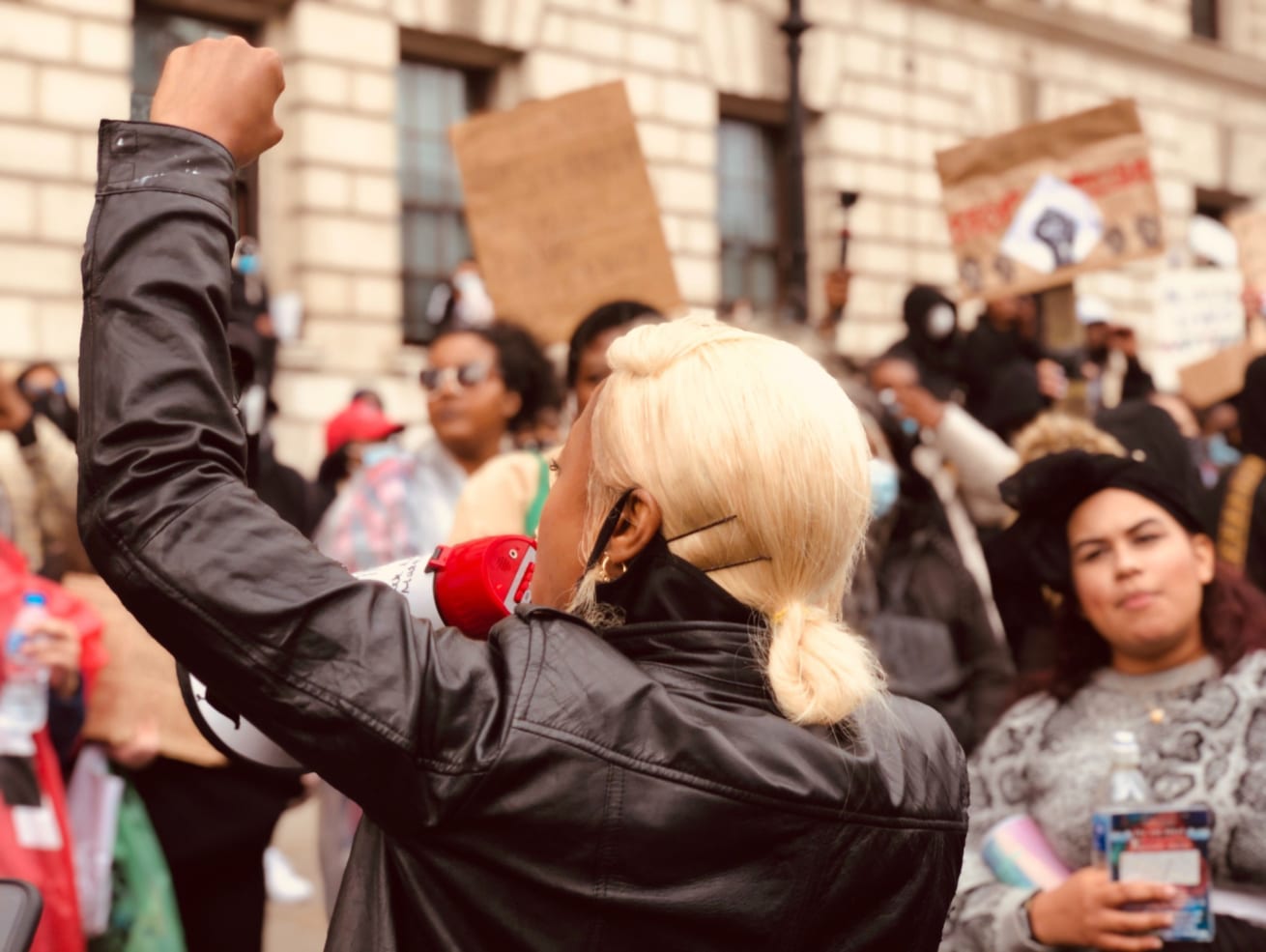 Protesters in the street