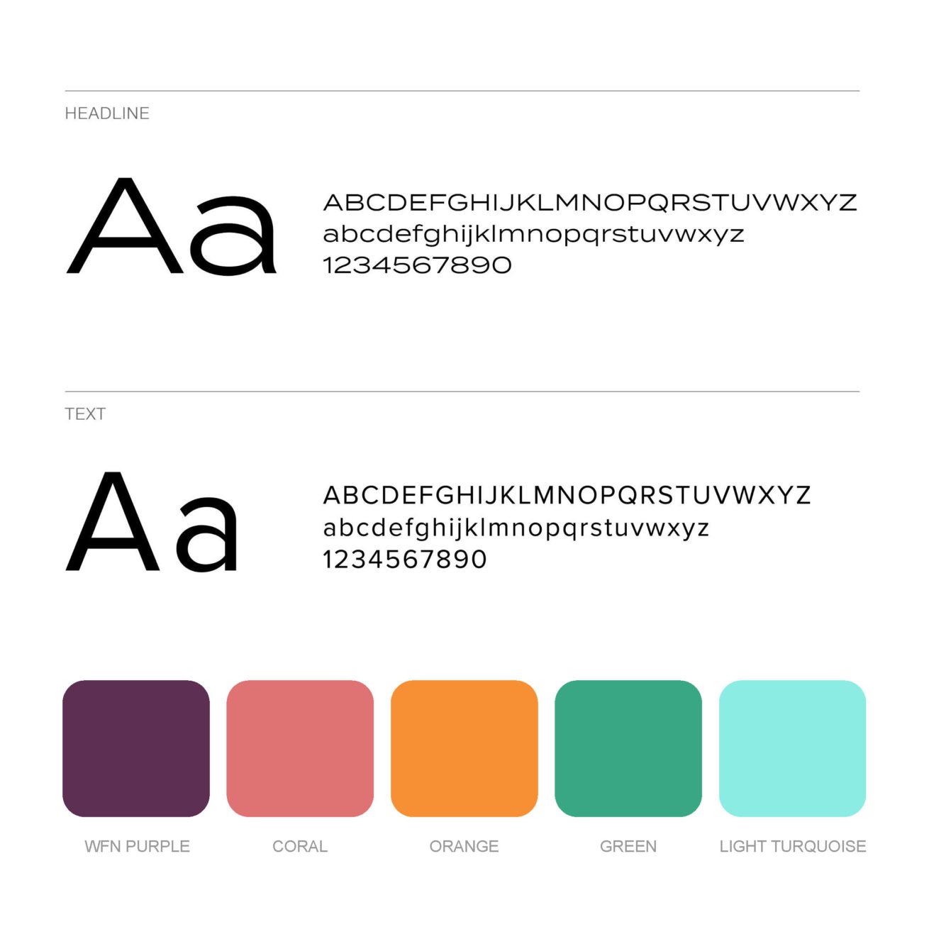Typography and color pallet.
