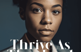 Headshot of Black person in a grey blazer and tan collared shirt with the text Thrive As They Lead: Advancing the Infrastructure to Support Black Women Leaders in the D.C. Metro Area Nonprofit Sector
