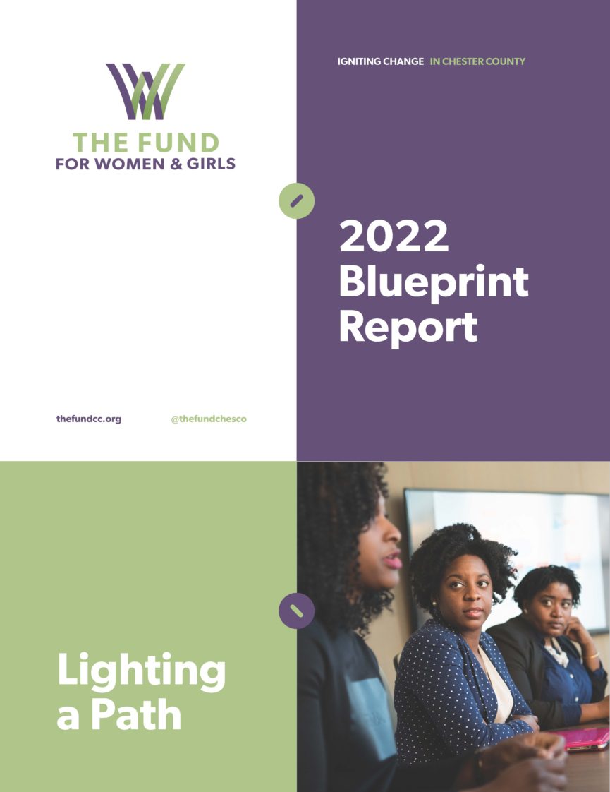 2022 Blueprint Report: Lighting a Path cover page with image of 3 people gathered at a meeting table